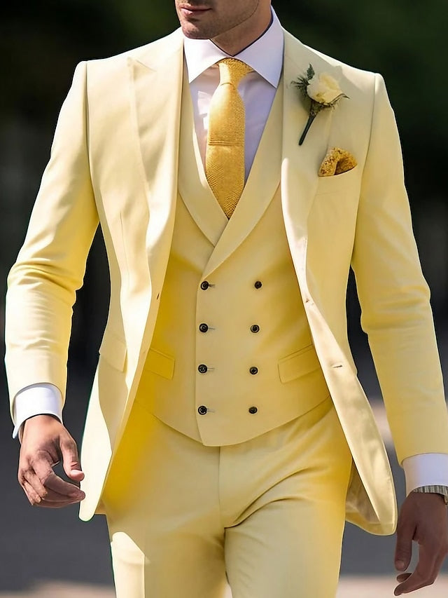 Costumes de Mariage 3 Pièces pour Hommes, Coupe Ajustée, Simple Boutonnage, Deux Boutons