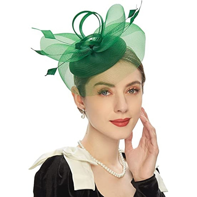 Fascinator tulle nœud fleur cercle fermé pour cocktail et Royal Ascot