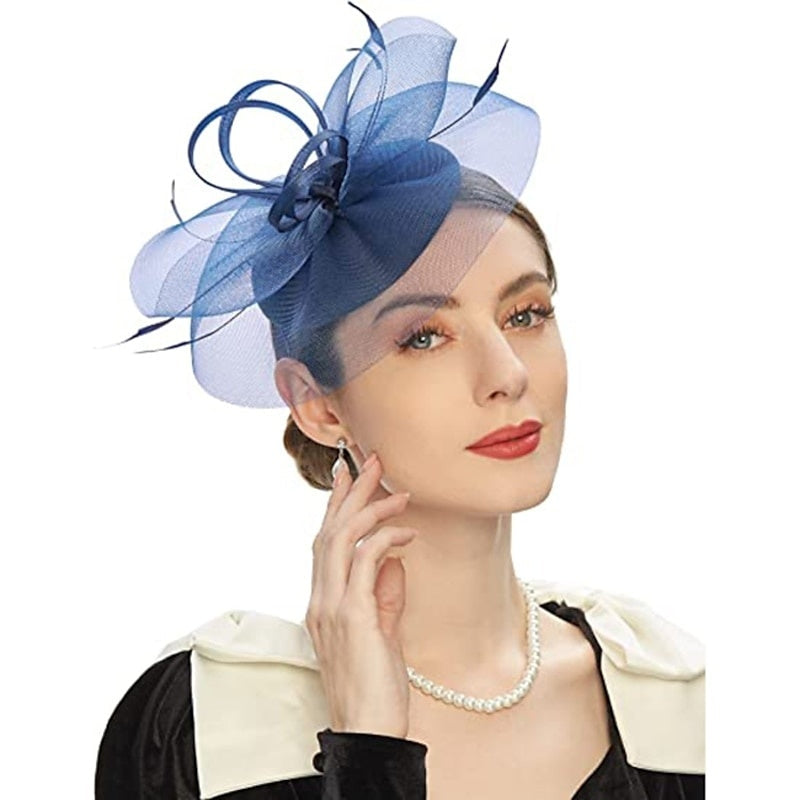 Fascinator tulle nœud fleur cercle fermé pour cocktail et Royal Ascot