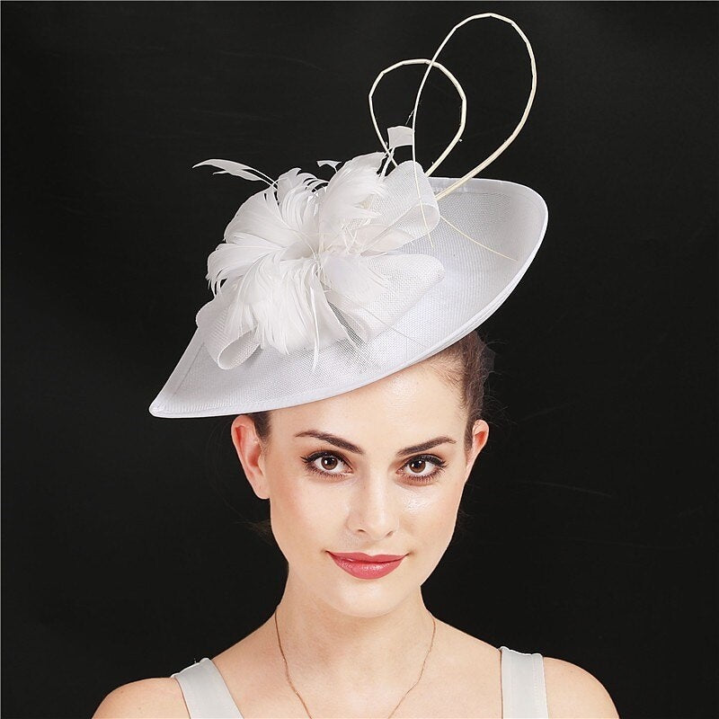 Fascinateur unique pour mariage ou thé, en polyester, nœud et plumes