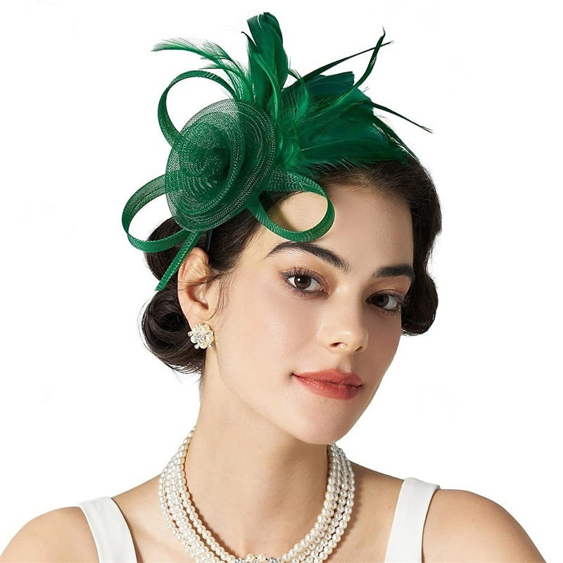 Élégant rétro tuelle mariage soirée Ladies Day plumes joli fascinator
