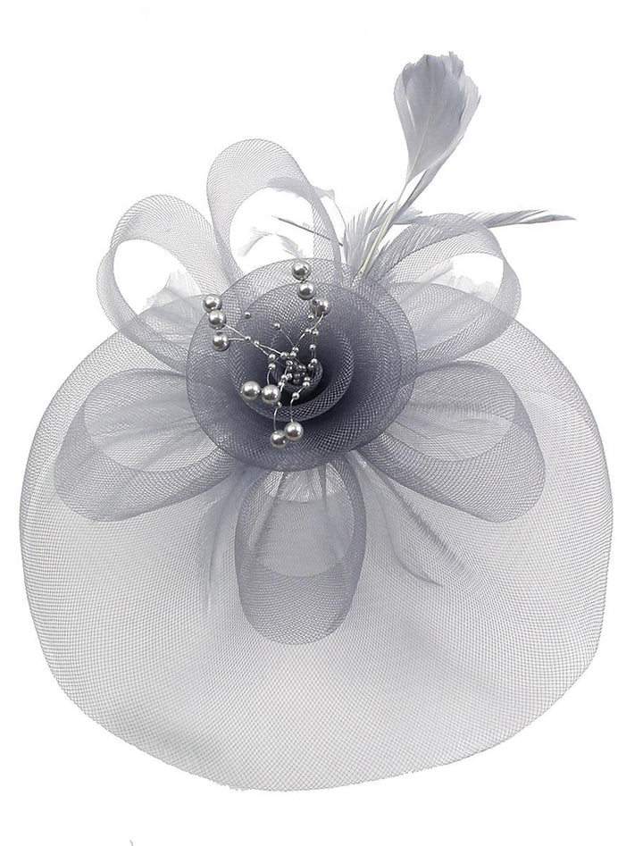 Vintage Organza Course Hippique Cocktail Plume Voile Chapeau/Fascinateur avec Nœud