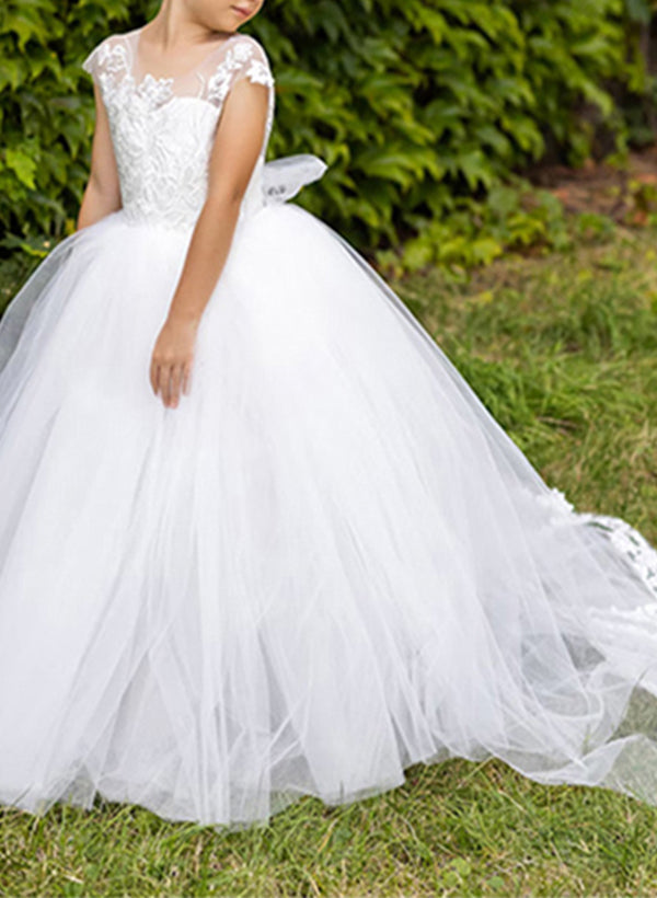 Robe de Bal à Encolure Dégagée pour Fille avec Appliques