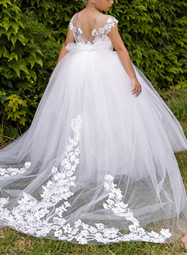 Robe de Bal à Encolure Dégagée pour Fille avec Appliques