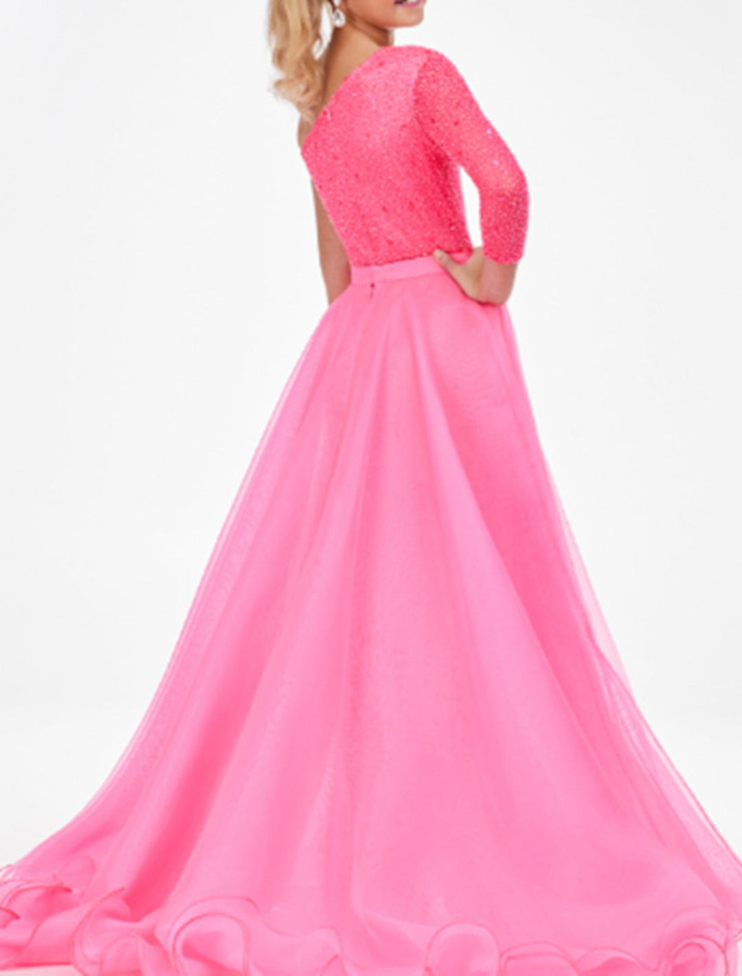 Combinaisons de Fête à Une Épaule pour Filles avec Paillettes et Traîne Watteau