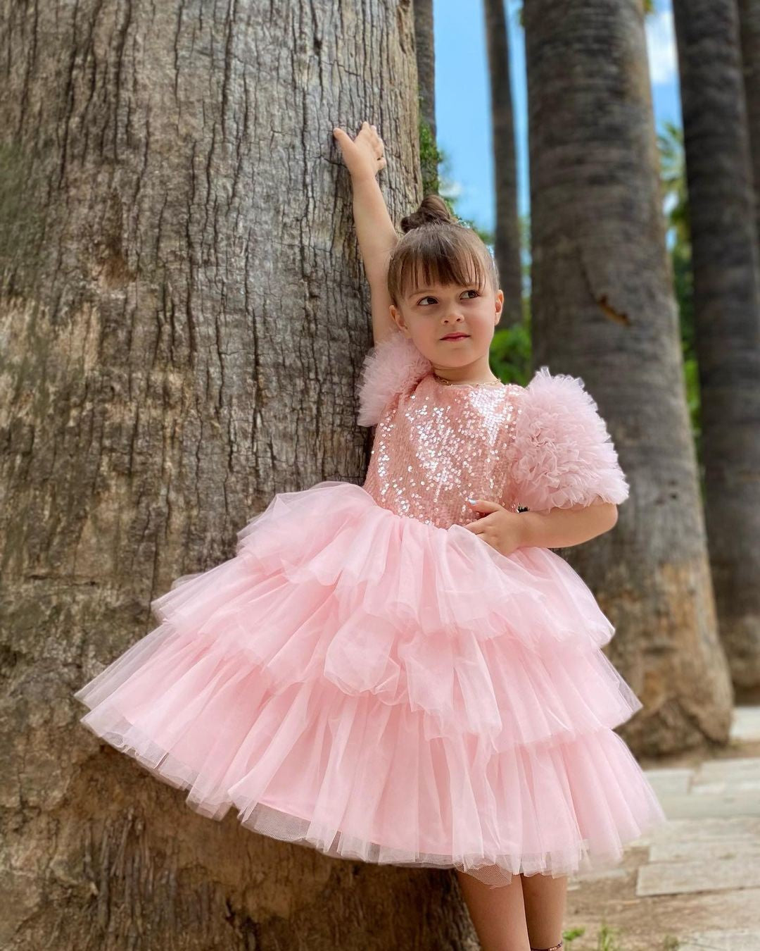 Robe de Bal Princesse à Paillettes pour Petite Fille