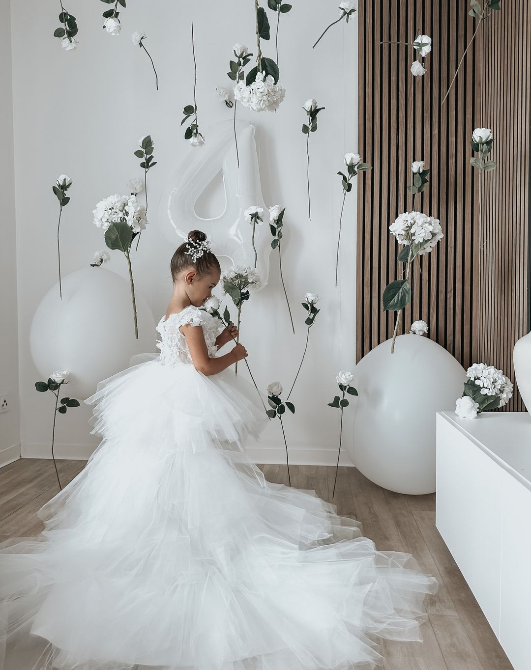 Robe de Bal Princesse en Tulle avec Appliques pour Fille