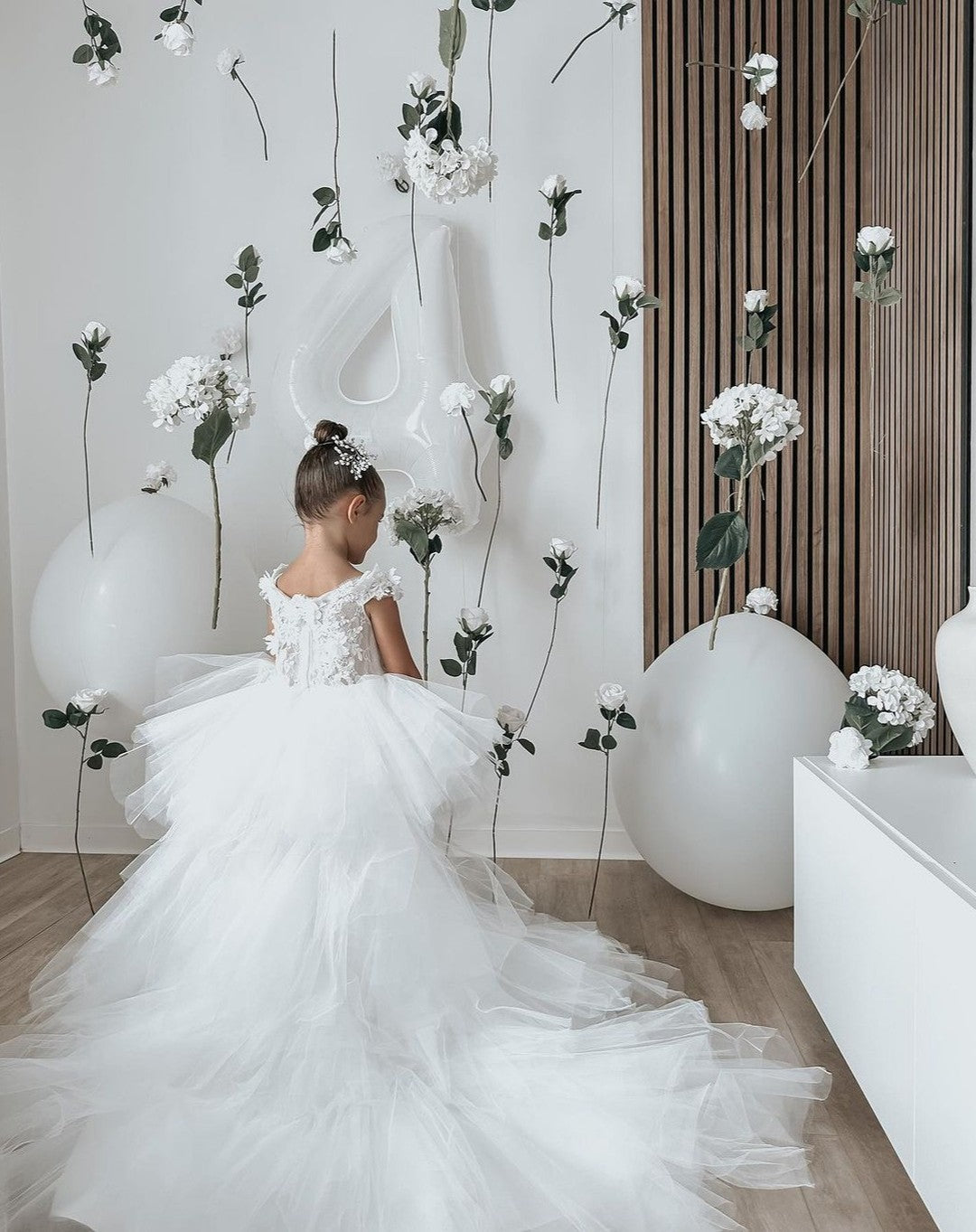 Robe de Bal Princesse en Tulle avec Appliques pour Fille