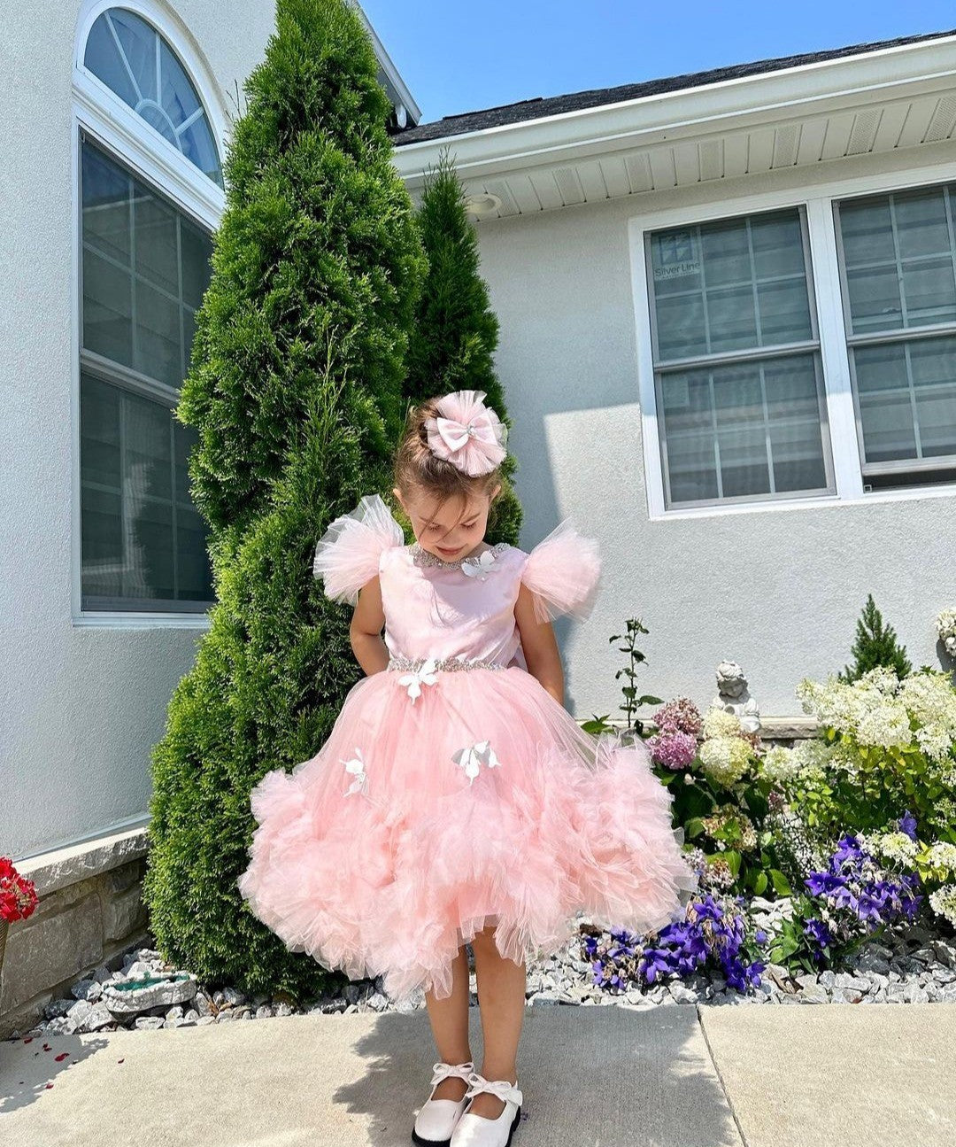 Robe de Bal Princesse en Tulle pour Petite Fille avec Perles