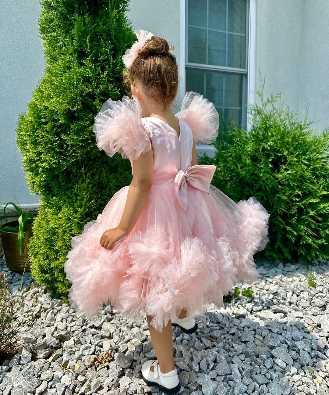 Robe de Bal Princesse en Tulle pour Petite Fille avec Perles