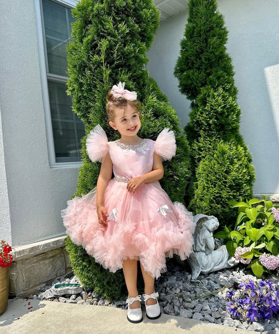 Robe de Bal Princesse en Tulle pour Petite Fille avec Perles
