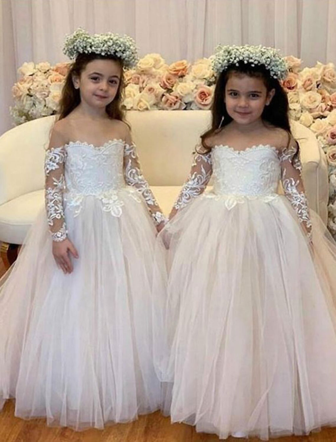 Robe de Bal en Tulle pour Demoiselle D'Honneur avec Appliques
