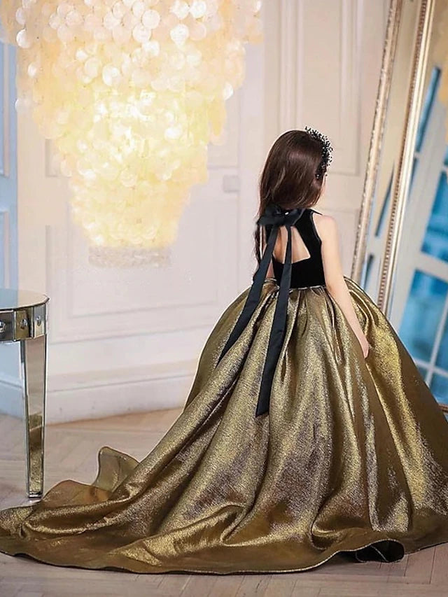 Robe de Soirée Formelle pour Fille avec Nœud Papillon