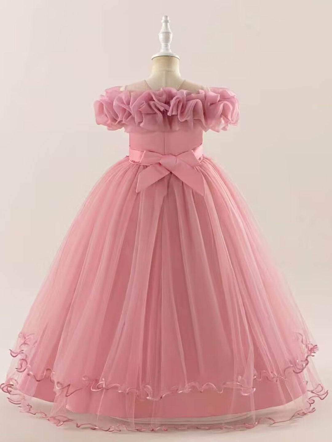 Robe de Bal à Épaules Dénudées Sans Manches pour Demoiselle D'Honneur avec Appliques et Broderies