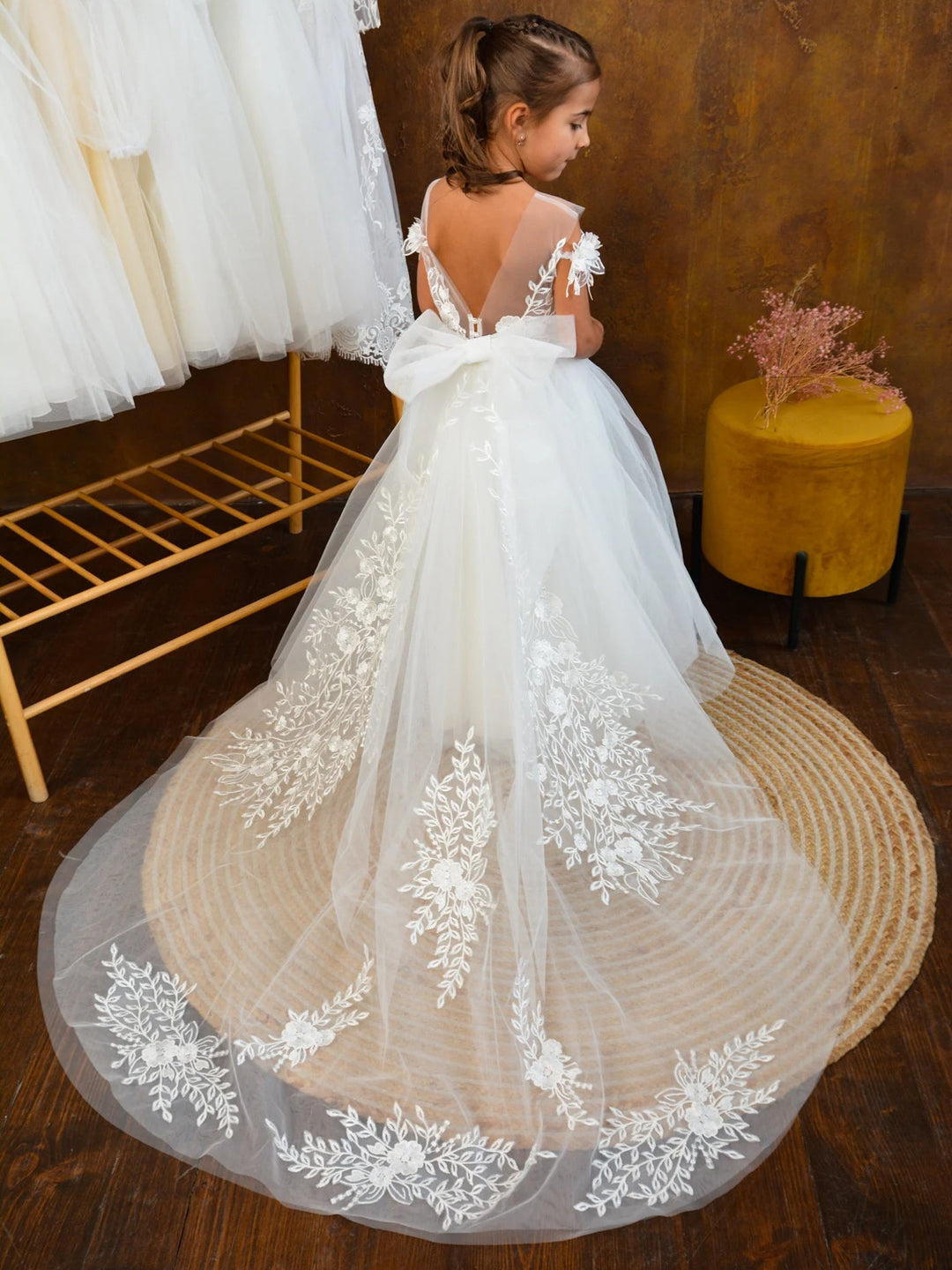 Robes de Demoiselle D'Honneur A-Line/Princess à Col Rond Sans Manches avec Appliques et Broderies