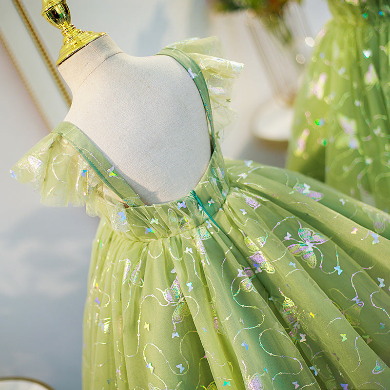 Robe de Bal à Col Carré Sans Manches pour Demoiselle D'Honneur avec Appliques Papillon