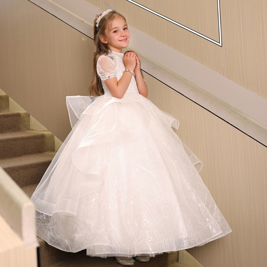 Robe de Soirée pour Fille, Coupe A-Line/Princesse, Sans Manches, avec Perles et Appliques en Strass