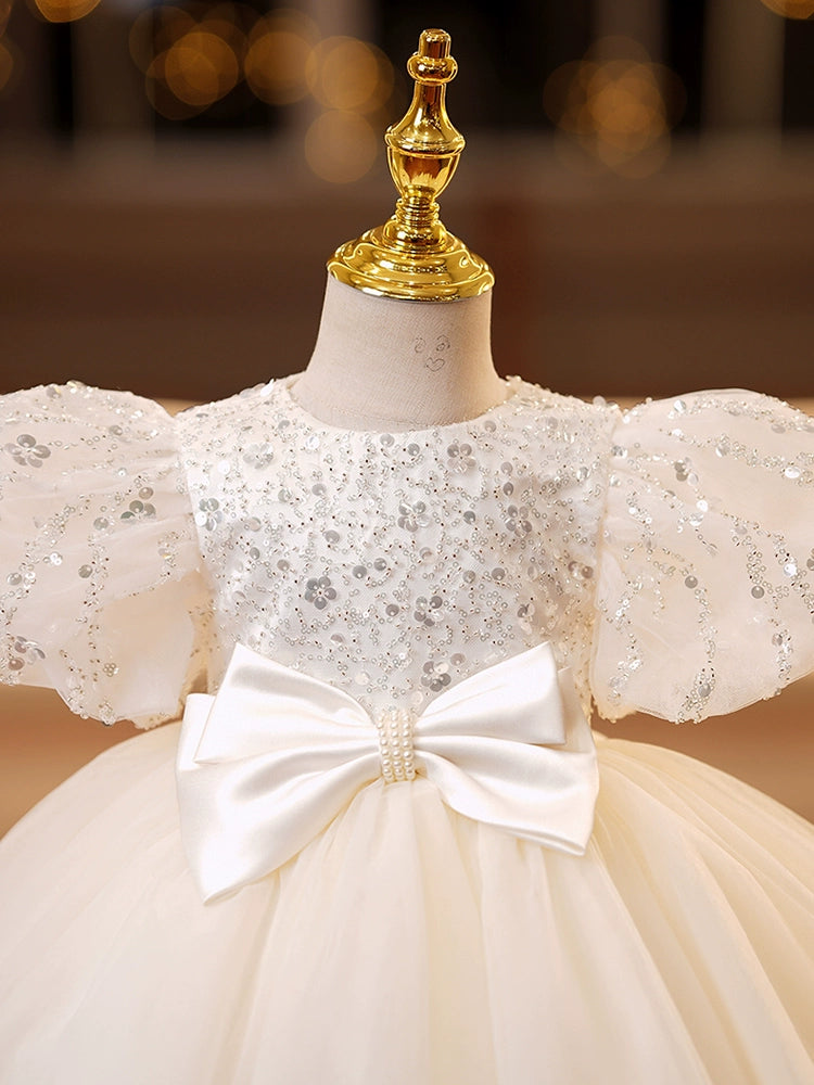 Robes pour Bébé Fille Coupe A-Line/Princesse à Manches Courtes et Longueur Genou avec Nœud