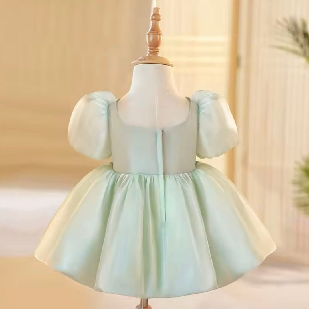 Robes pour Bébé Fille Coupe A-Line/Princesse à Manches Courtes et Longueur Genou avec Gros Nœud