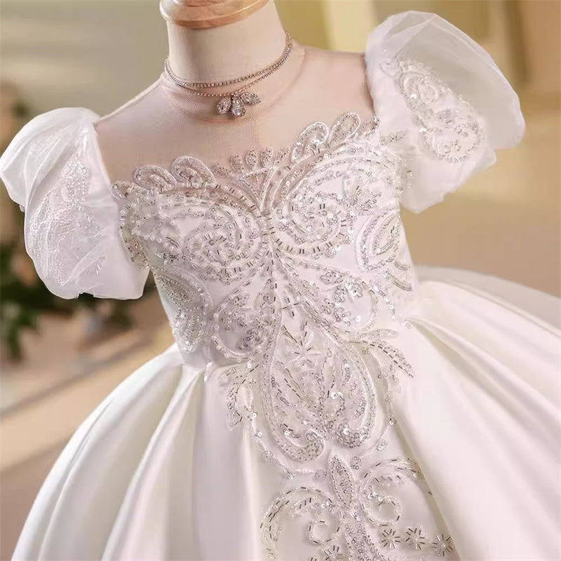 Robes de Demoiselle D'Honneur à Manches Courtes de Forme A/Princesse avec Appliques en Strass