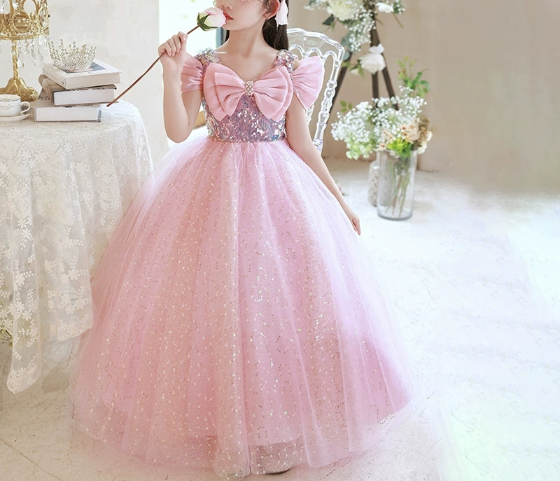 Robe de Soirée A-Line/Princess à Épaules Dénudées pour Fille avec Nœud