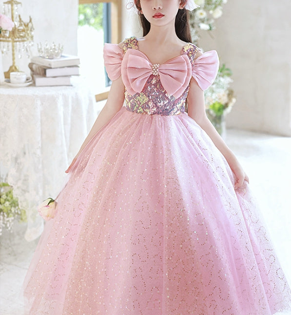Robe de Soirée A-Line/Princess à Épaules Dénudées pour Fille avec Nœud