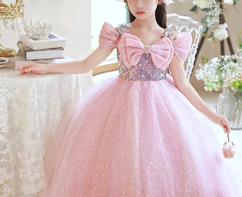 Robe de Soirée A-Line/Princess à Épaules Dénudées pour Fille avec Nœud