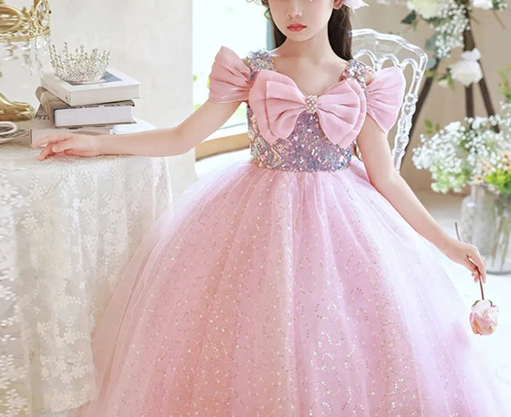 Robe de Soirée A-Line/Princess à Épaules Dénudées pour Fille avec Nœud