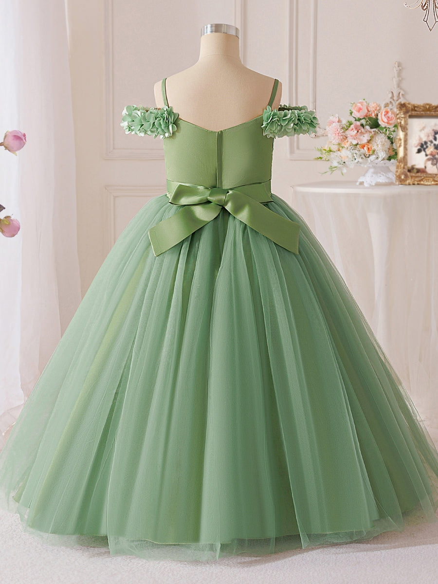 Robe demoiselle d’honneur ligne A tulle manches tombantes, sans manches, longueur cheville, drapé