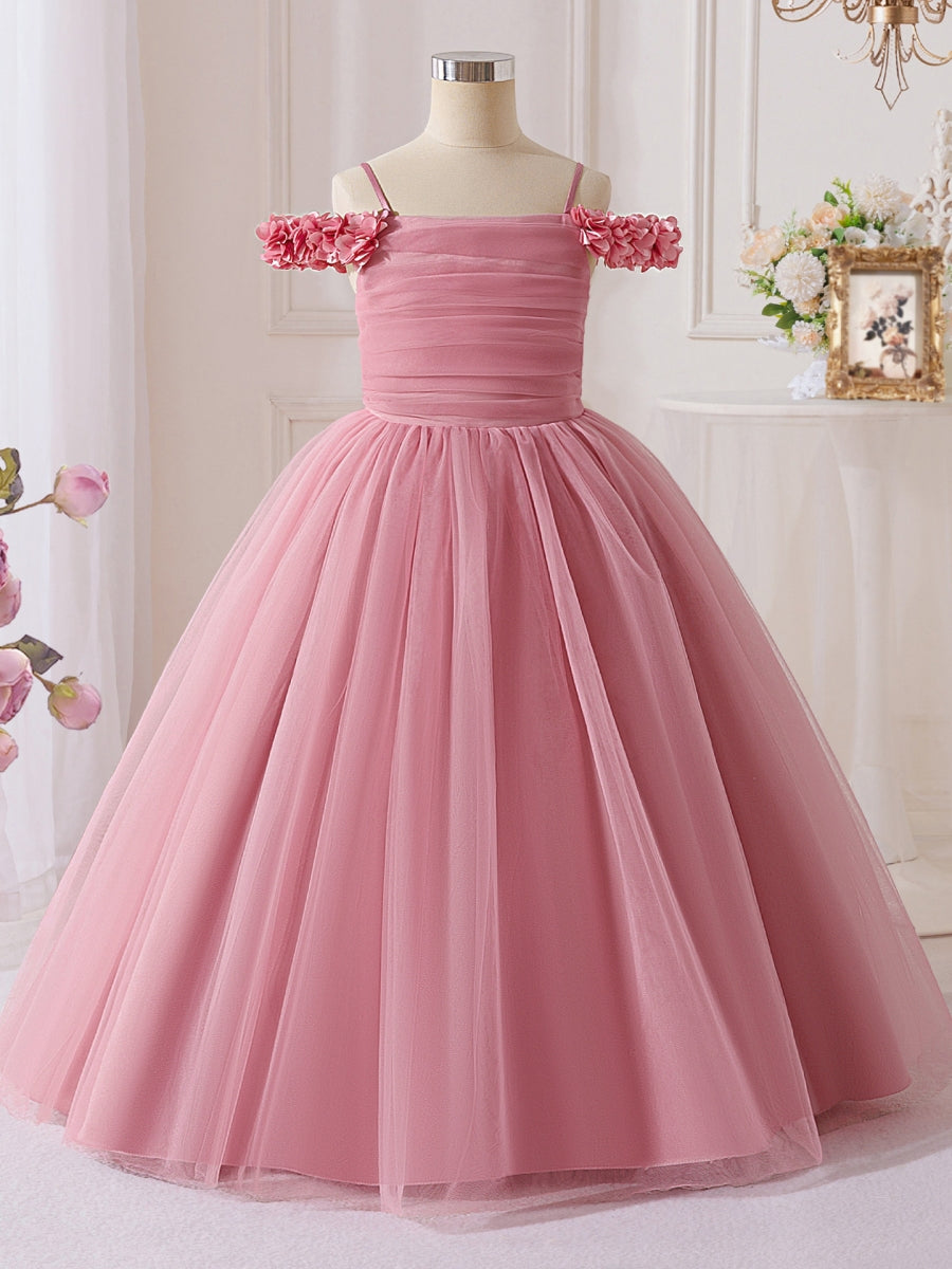 Robe demoiselle d’honneur ligne A tulle manches tombantes, sans manches, longueur cheville, drapé