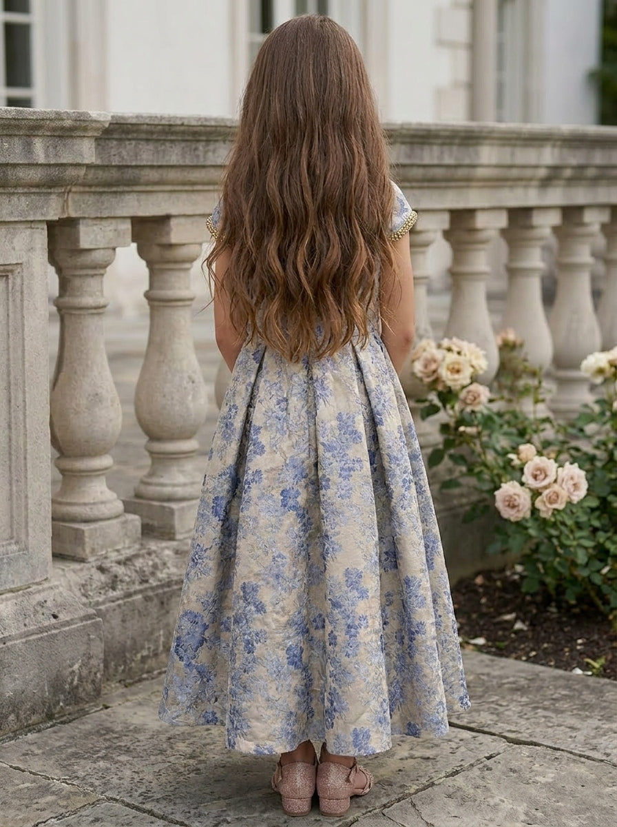 Robe pour Fille de Fleur, Ligne A/Princesse, Col Rond, Longueur de la Cheville, Manches Courtes, Floral