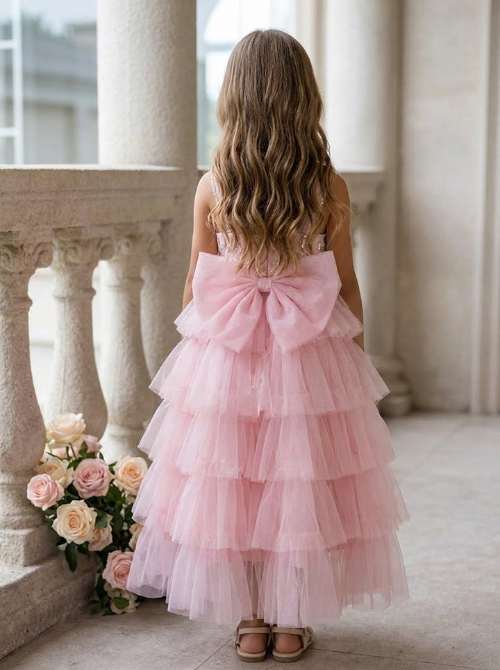 Robe pour Fille de Fleur, Ligne A/Princesse, Bretelles Fines,Tulle, Sans Manches, Longueur de la Cheville