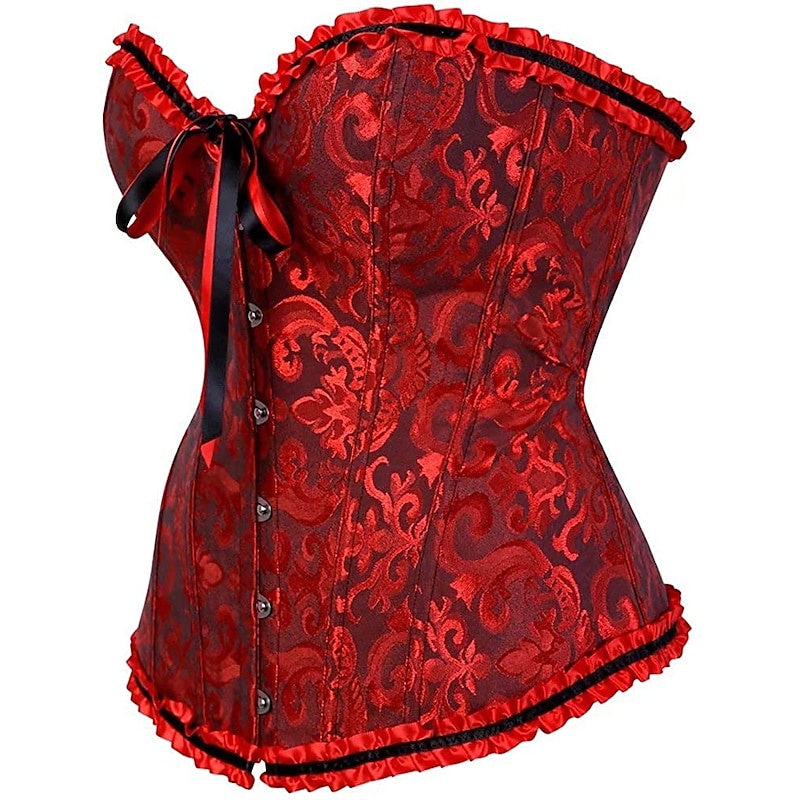 Corsets Pour Femmes Avec Contrôle De L'Abdomen, Jacquard Abstrait, Fleurs, Crochets Et Œillets Pour Mariage, Fête Et Anniversaire