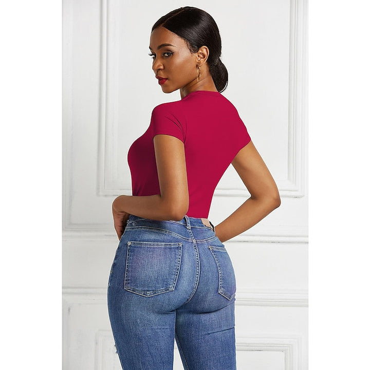 Body Gainant pour Femme, Col Rond, Manches Courtes, Sexy Au Quotidien