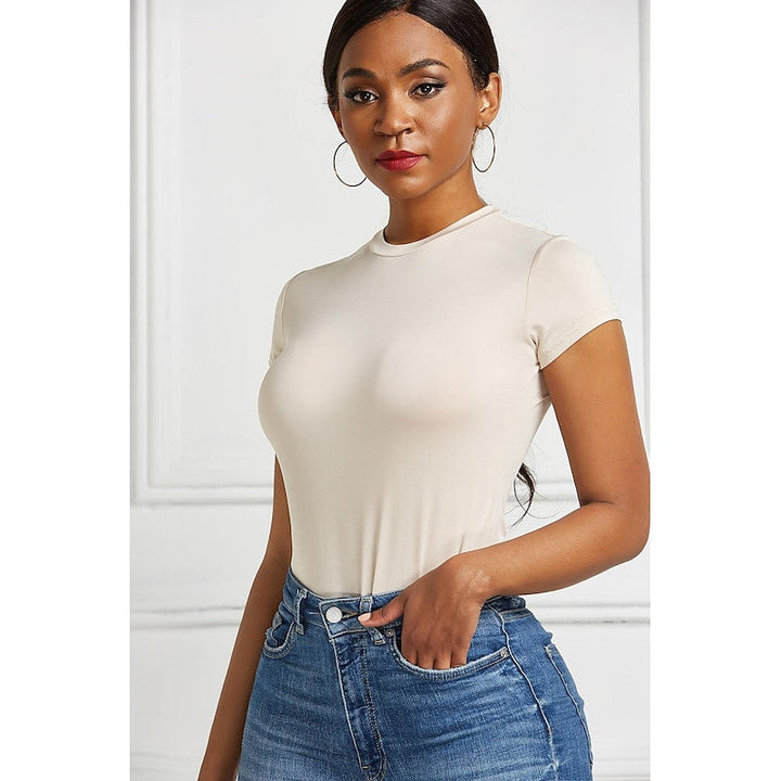 Body Gainant pour Femme, Col Rond, Manches Courtes, Sexy Au Quotidien