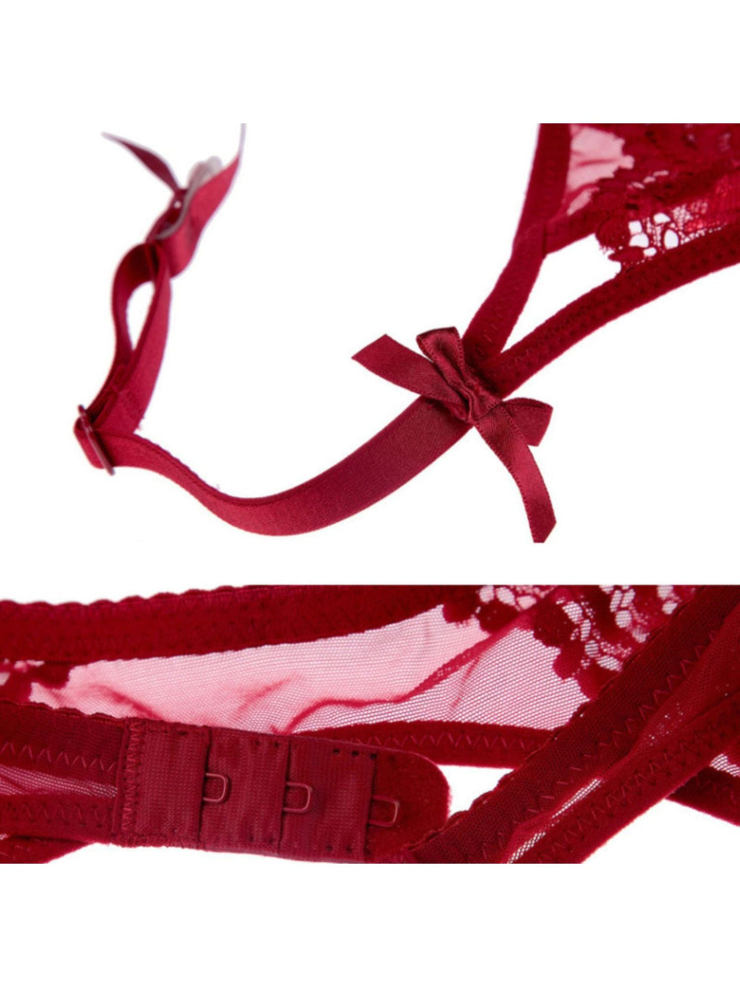 Bas Porte-Jarretelles Sexy en Dentelle et Maille Respirante en Polyester