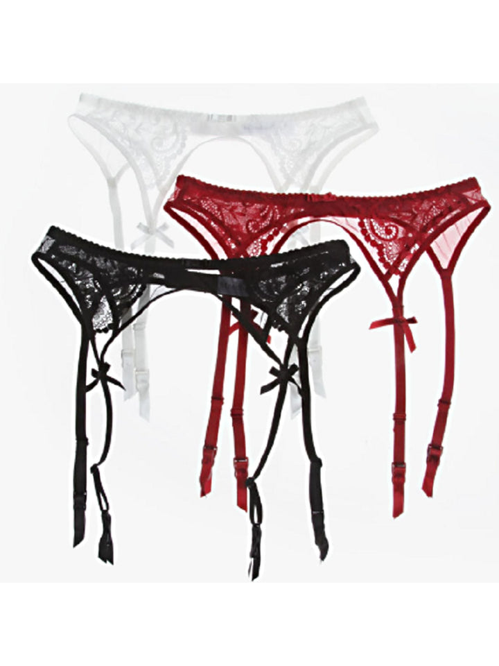 Bas Porte-Jarretelles Sexy en Dentelle et Maille Respirante en Polyester