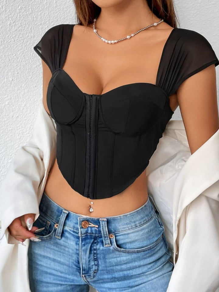 Corset Noir en Dentelle Sexy Dos Nu