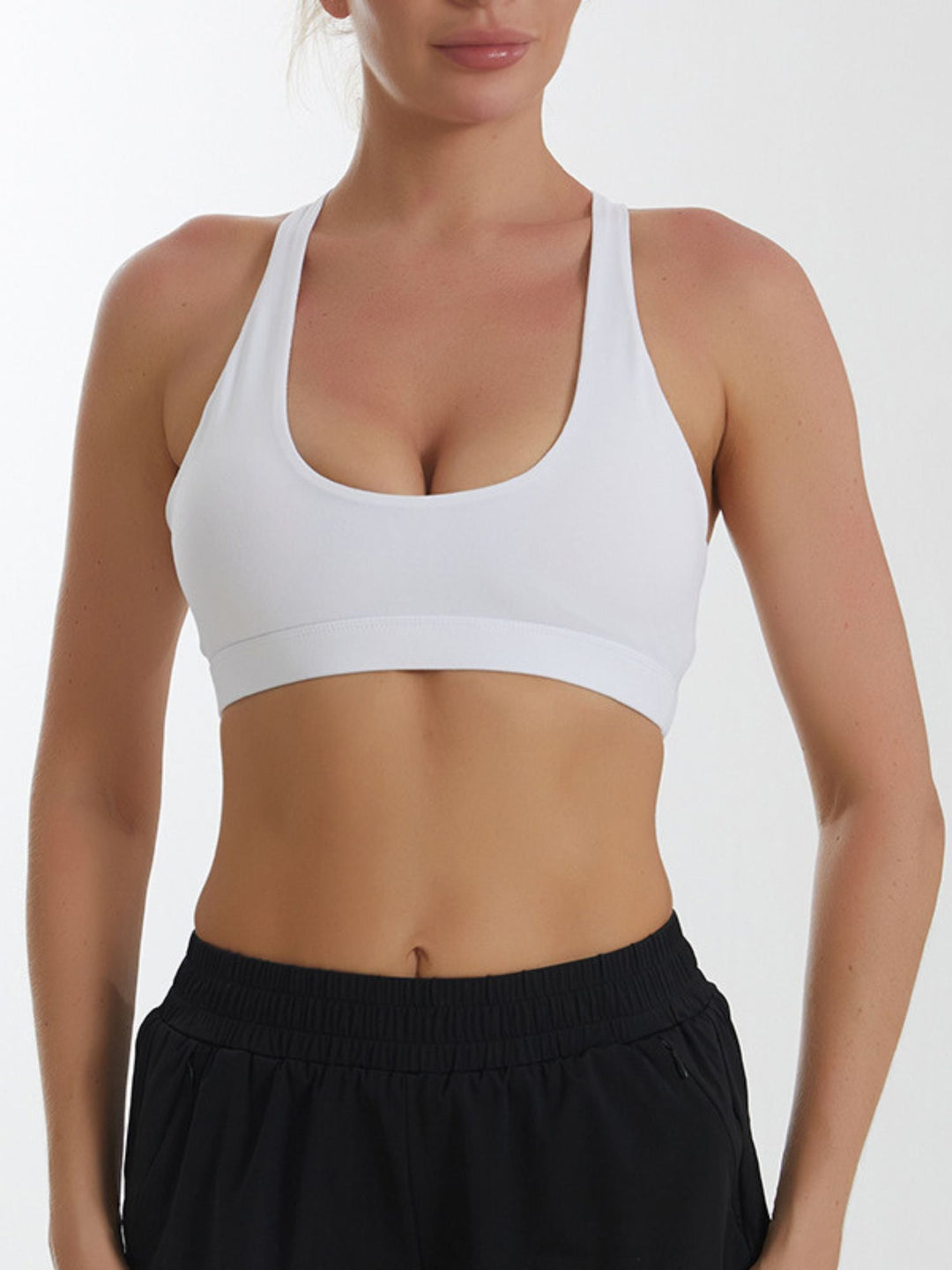 Soutien-Gorge de Sport Minimaliste Classique et Solide en Polyester pour Entraînement