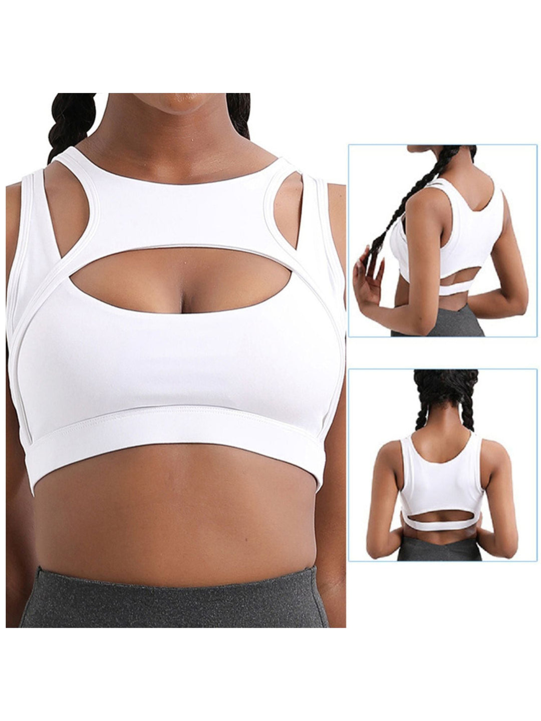 Soutien-Gorge Sexy à la Mode Simple et de Couleur Unie pour Entraînement Sportif Noir