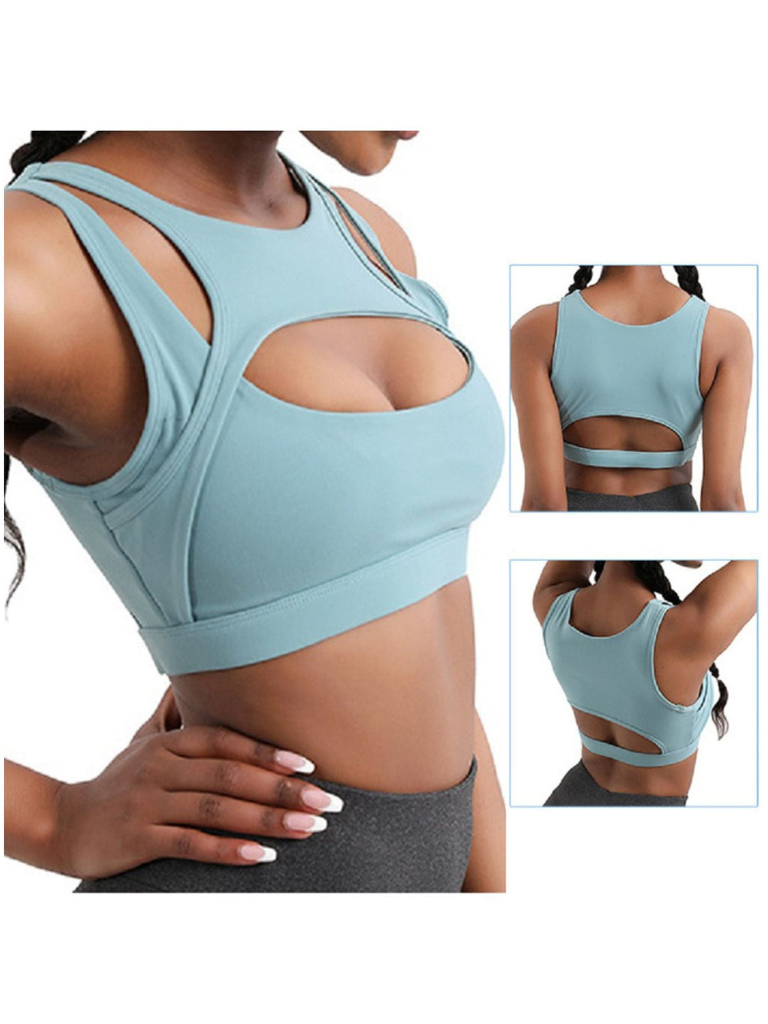 Soutien-Gorge Sexy à la Mode Simple et de Couleur Unie pour Entraînement Sportif Noir