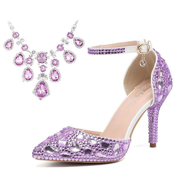 Chaussures de Mariage pour Femmes Escarpins en Similicuir Bout Fermé Bout Pointu Talon Aiguille en Cristal Talons Hauts Chaussures de Mariage Chaussures de Mariée