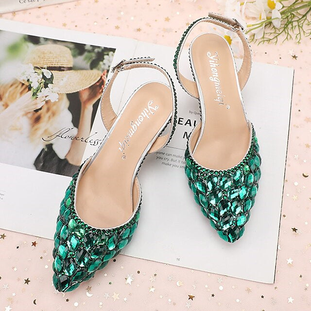Chaussures de Mariage pour Femmes Sandales Bling Bling Bout Pointu Talon Haut Talons de Mariage Chaussures de Mariée