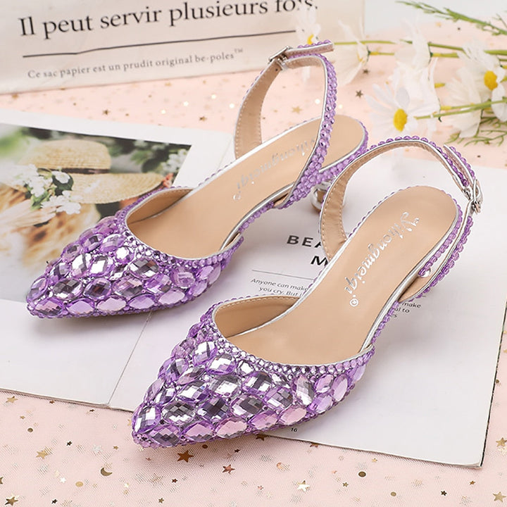 Chaussures de Mariage pour Femmes Sandales Bling Bling Bout Pointu Talon Haut Talons de Mariage Chaussures de Mariée