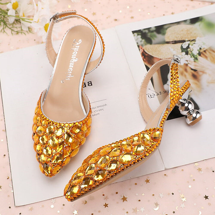 Chaussures de Mariage pour Femmes Sandales Bling Bling Bout Pointu Talon Haut Talons de Mariage Chaussures de Mariée