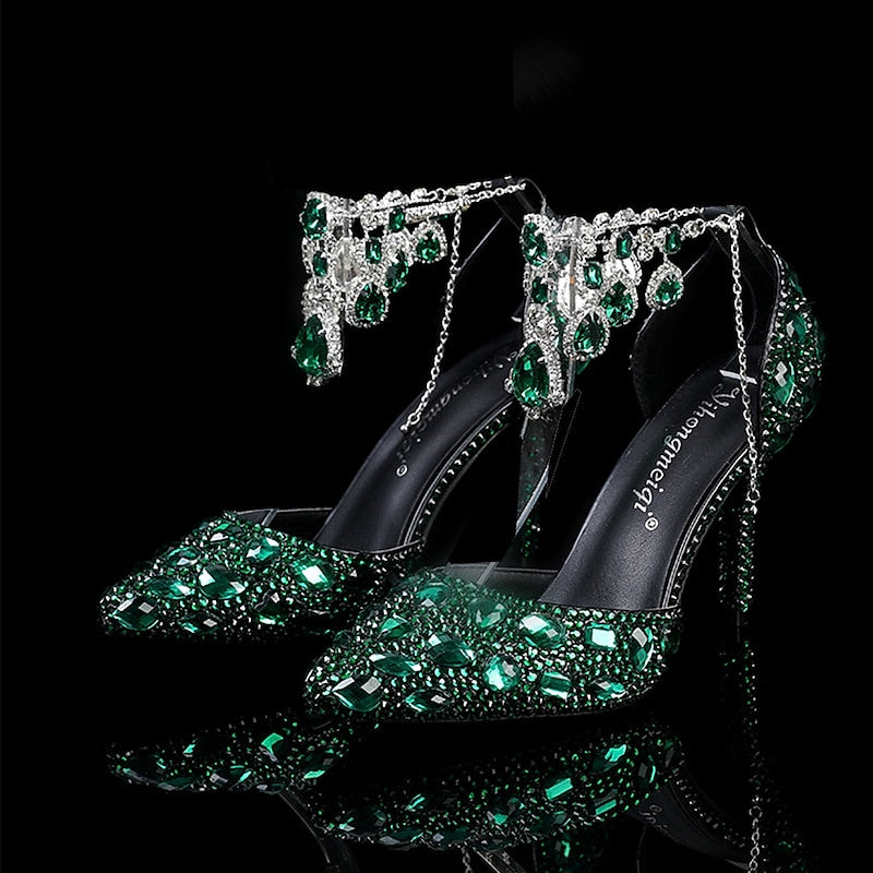 Escarpins de Mariage pour Femmes Chaussures de Mariée à Paillettes et Cristaux