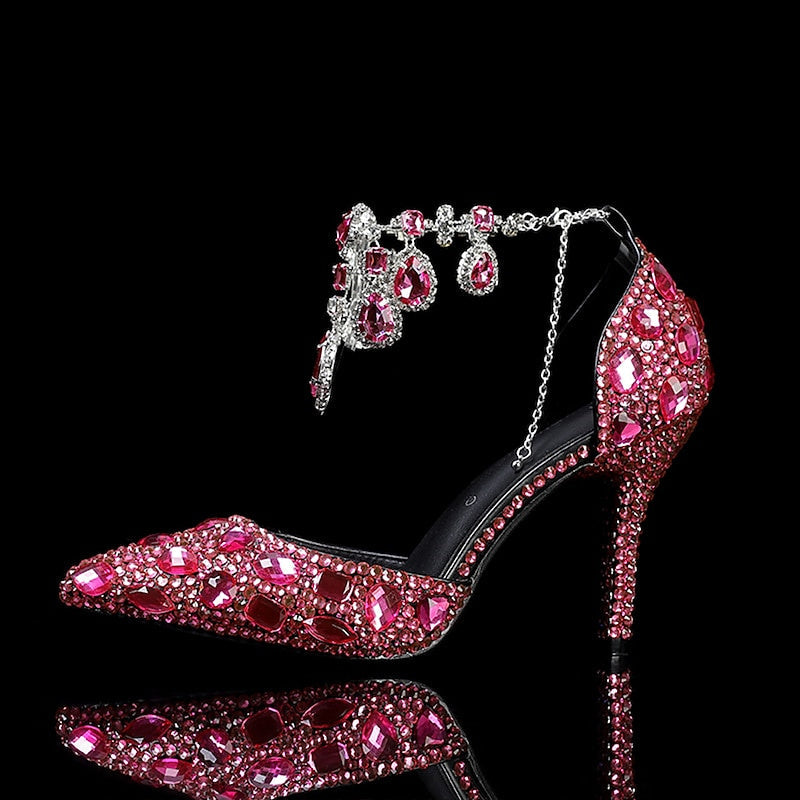 Escarpins de Mariage pour Femmes Chaussures de Mariée à Paillettes et Cristaux