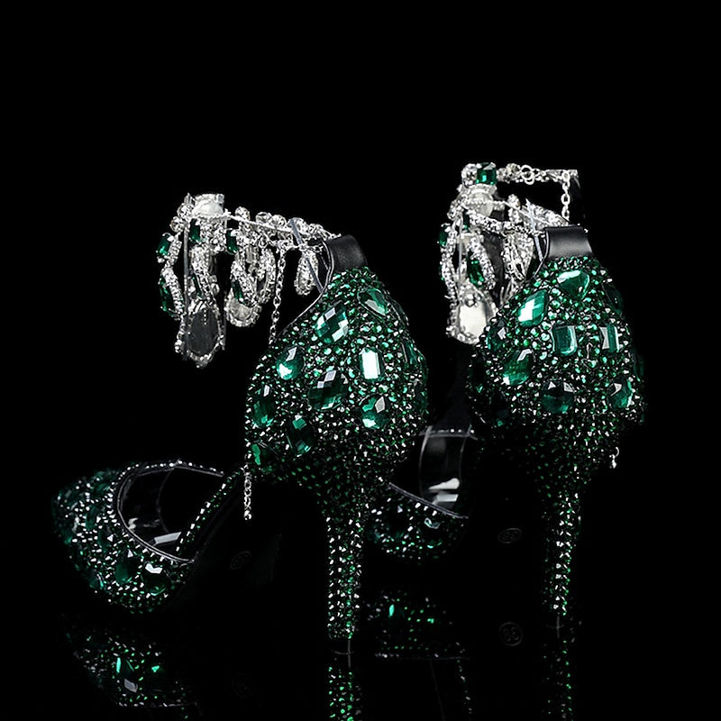 Escarpins de Mariage pour Femmes Chaussures de Mariée à Paillettes et Cristaux