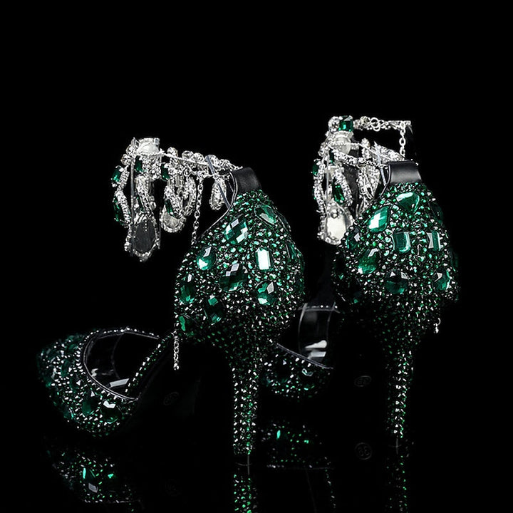 Escarpins de Mariage pour Femmes Chaussures de Mariée à Paillettes et Cristaux