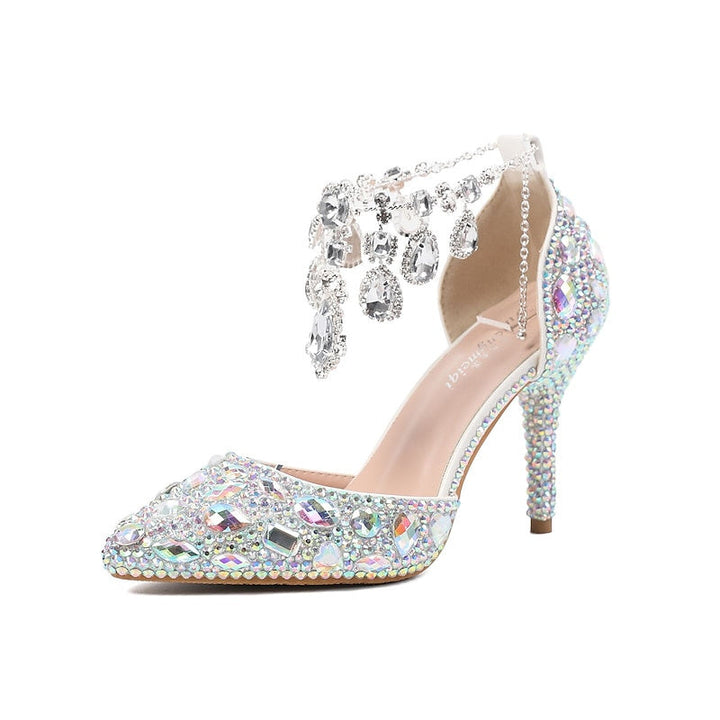 Escarpins de Mariage pour Femmes Chaussures de Mariée à Paillettes et Cristaux